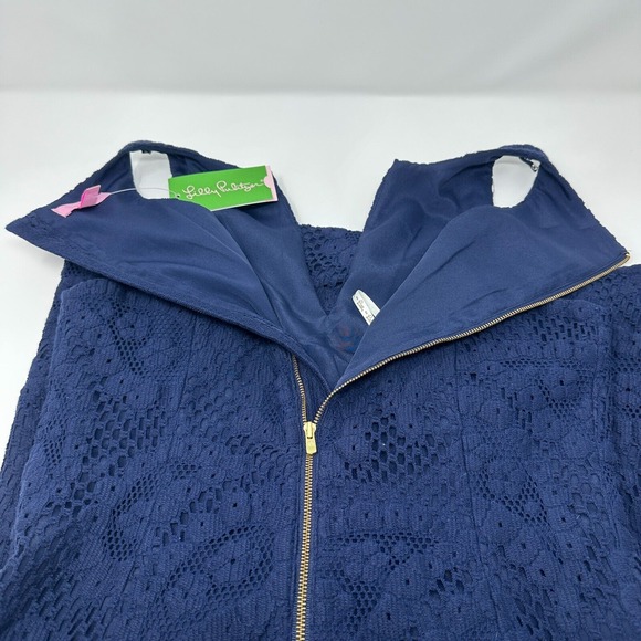 NWT Lilly Pulitzer Navy Augusta Eyelet Lace Mini Shift Dress Size 4-MSRP $278 - Picture 8 of 10